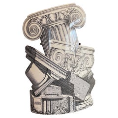 Piero Fornasetti Trompe L'Oeil Rovine Stand parapluie noir et blanc