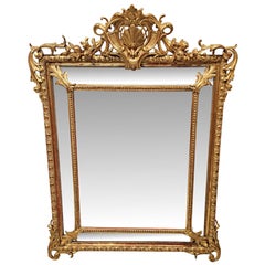 Antique 19th Century Giltwood Margin Hall or Overmantel Mirror