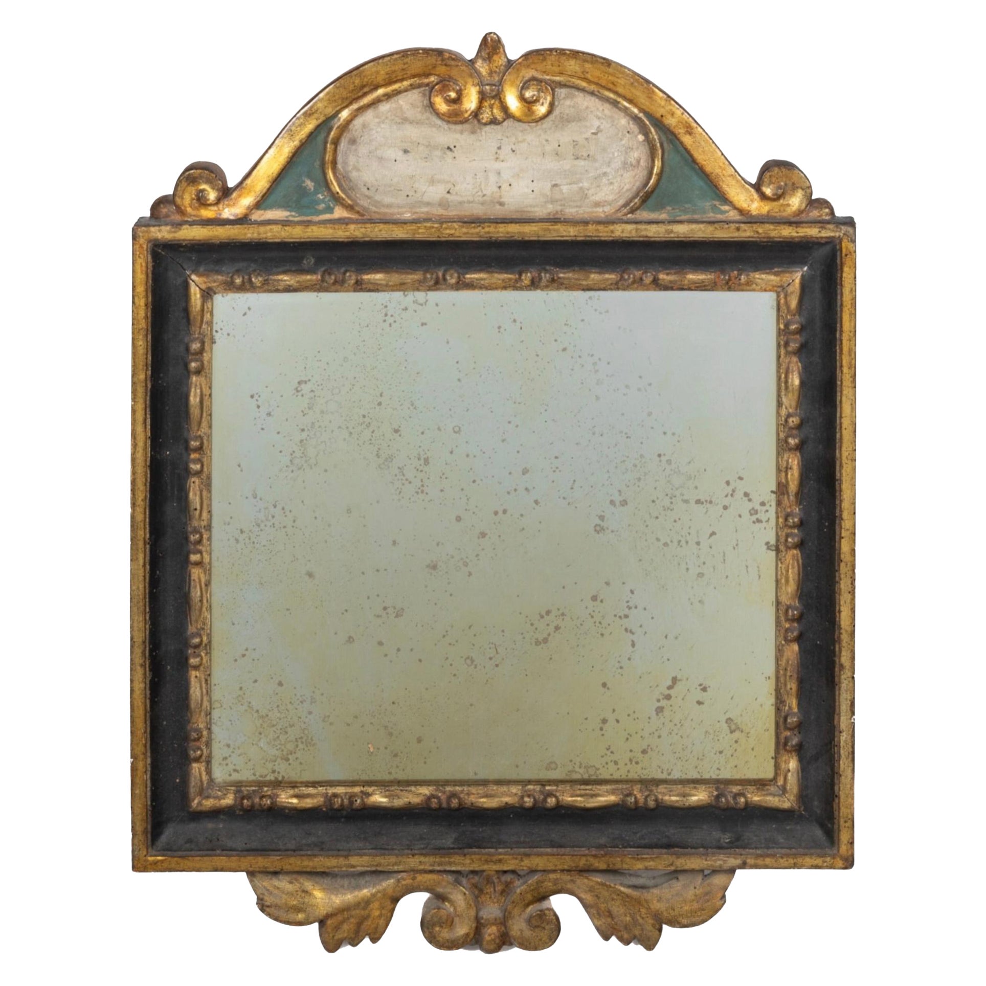 18th Century Polychrome Pedimented Mirror