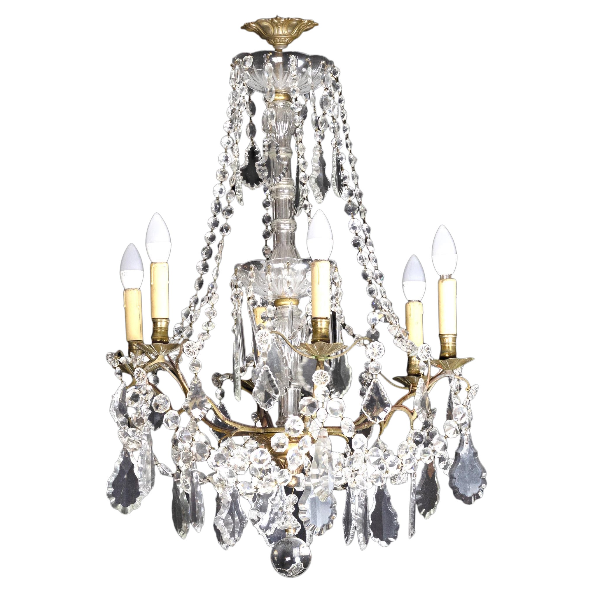 Maria Thereza Style Six Arms Glass Chandelier, 20th Century For Sale