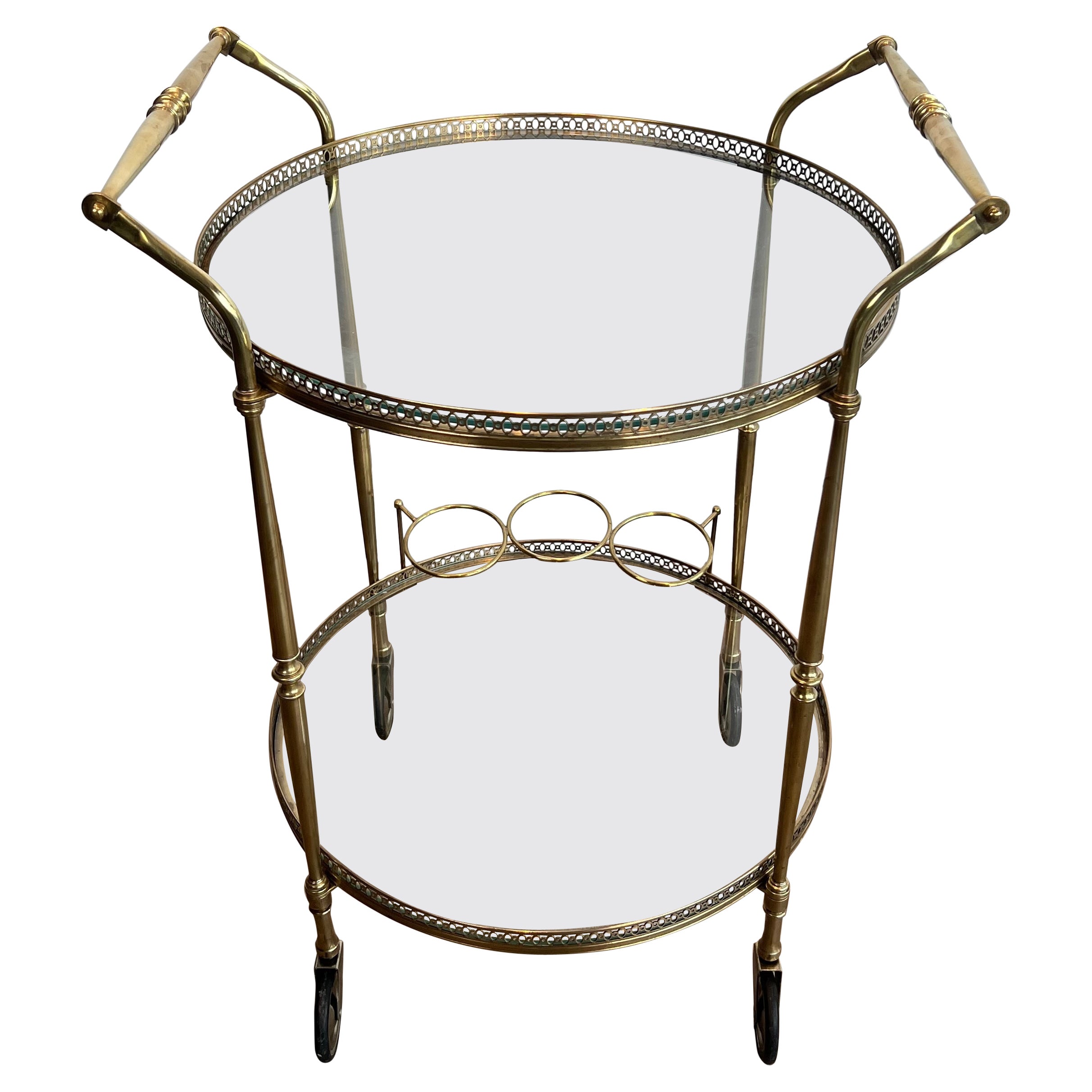 Neoclassical Style Round Brass Drinks Trolley by Maison Jansen