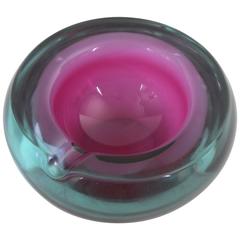Large Purple and Burgundy Murano Glass Sommerso Bowl or Ashtray