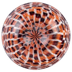 Venini Murano Riccardo Licata Black Orange Mosaic Italian Art Glass Large Bowl
