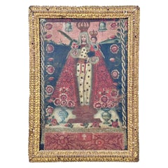 Cuzco School Oil on Canvas Madonna and Child 18th Century