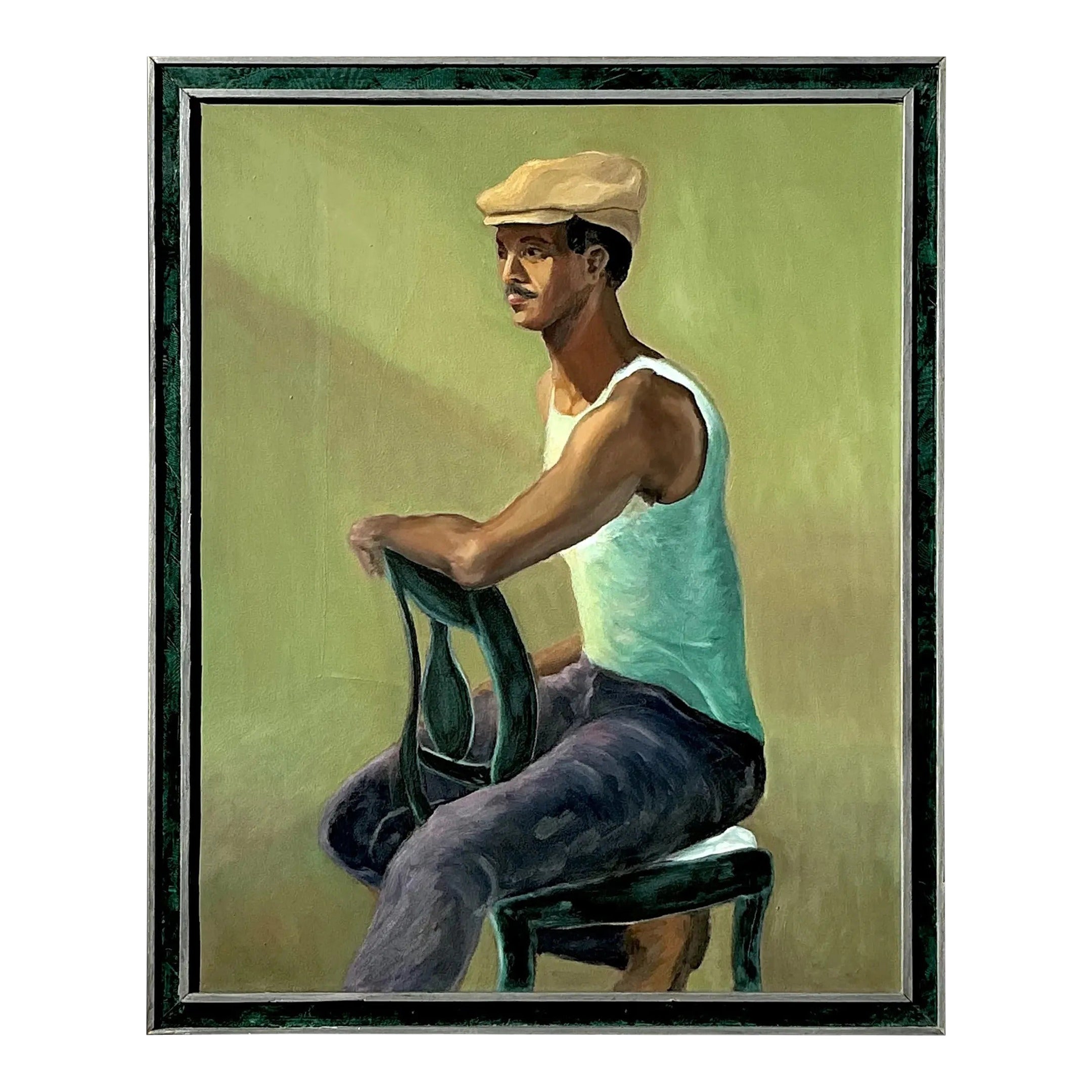 Vintage Boho Original Oil Portrait on Canvas