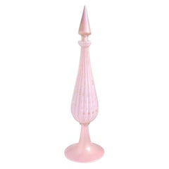 Murano Barbini 1950s Pink Gold Flecks Bubbles Italian Art Glass Rocket Decanter
