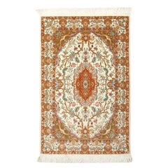 New Persian Tabriz Rug in Wool and Silk - Size: 5'2x3'3