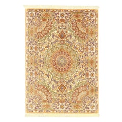 New Persian Tabriz Souf Rug in Silk & Metalic Thread - Size: 7'2x5'1