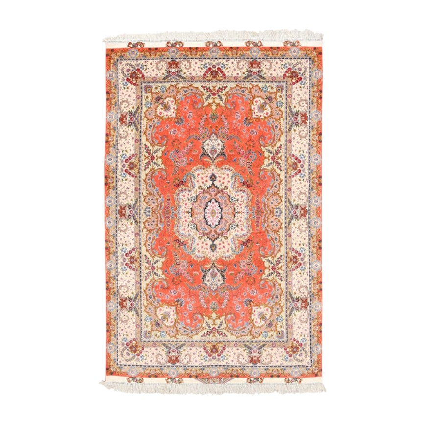 New Persian Tabriz Rug in Wool & Silk - Size: 10'7x6'8