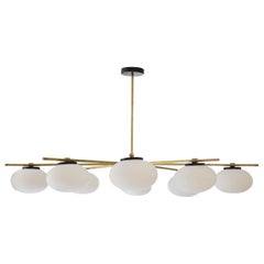 Contemporary Stilnovo Style Brass Glass Suspension Lamp by IKB191, Spain, 2024