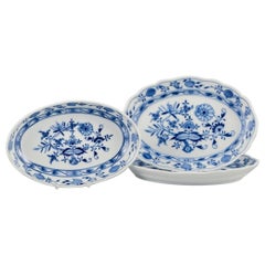 Meissen, Germany. Blue Onion pattern. Two oval plates and one oval bowl.