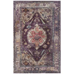 Hand-Tufted Wool-viscose Rug in Tulip Purple and Dark Gray, Transitional Design