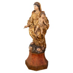 Italian Baroque Madonna and Child Sculpture, 18th Century