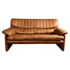 De Sede DS-86 Two Seater Brown Leather Sofa Mid Century Vintage Retro MCM