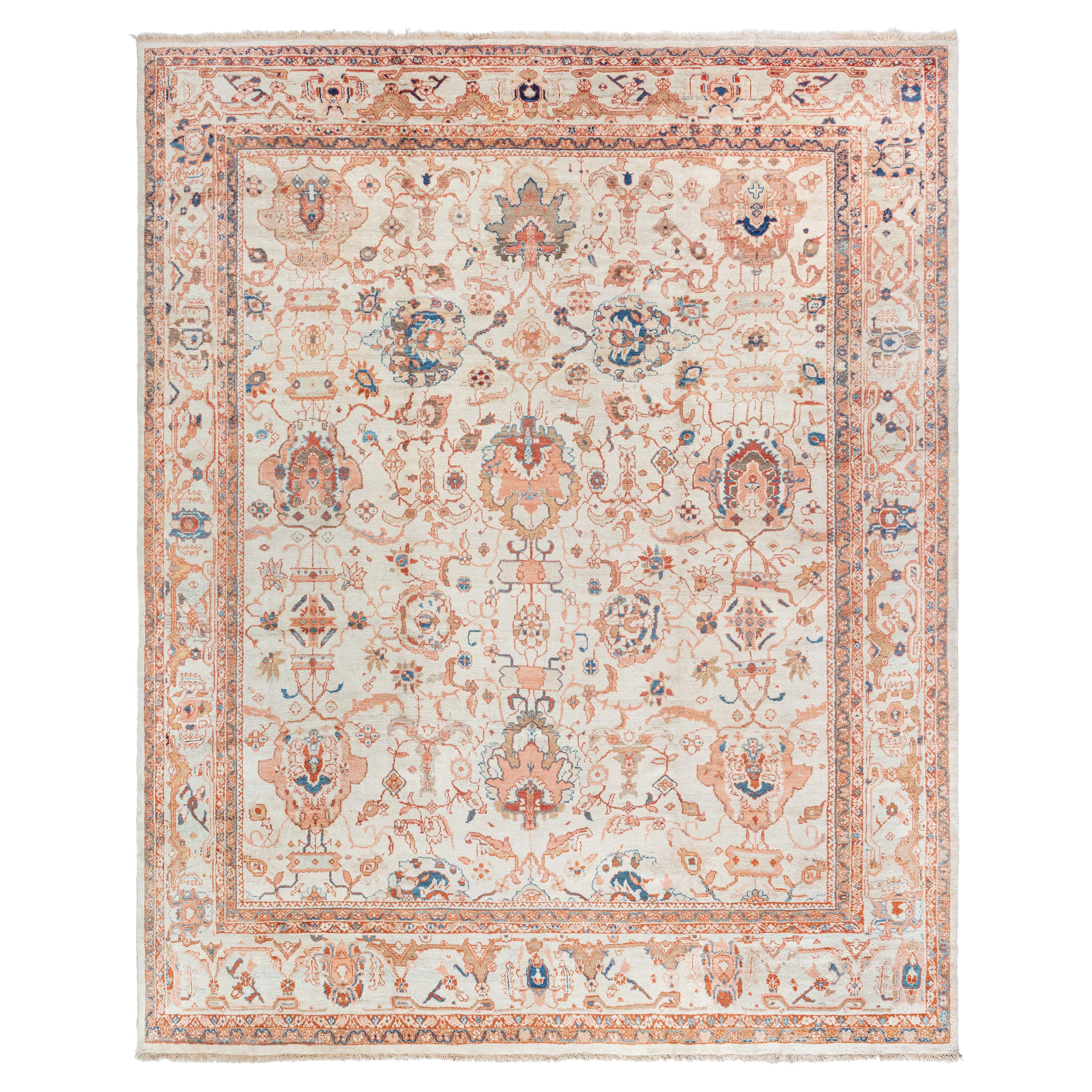 Doris Leslie Blauer antiker persischer Sultanabad-Teppich in Blau