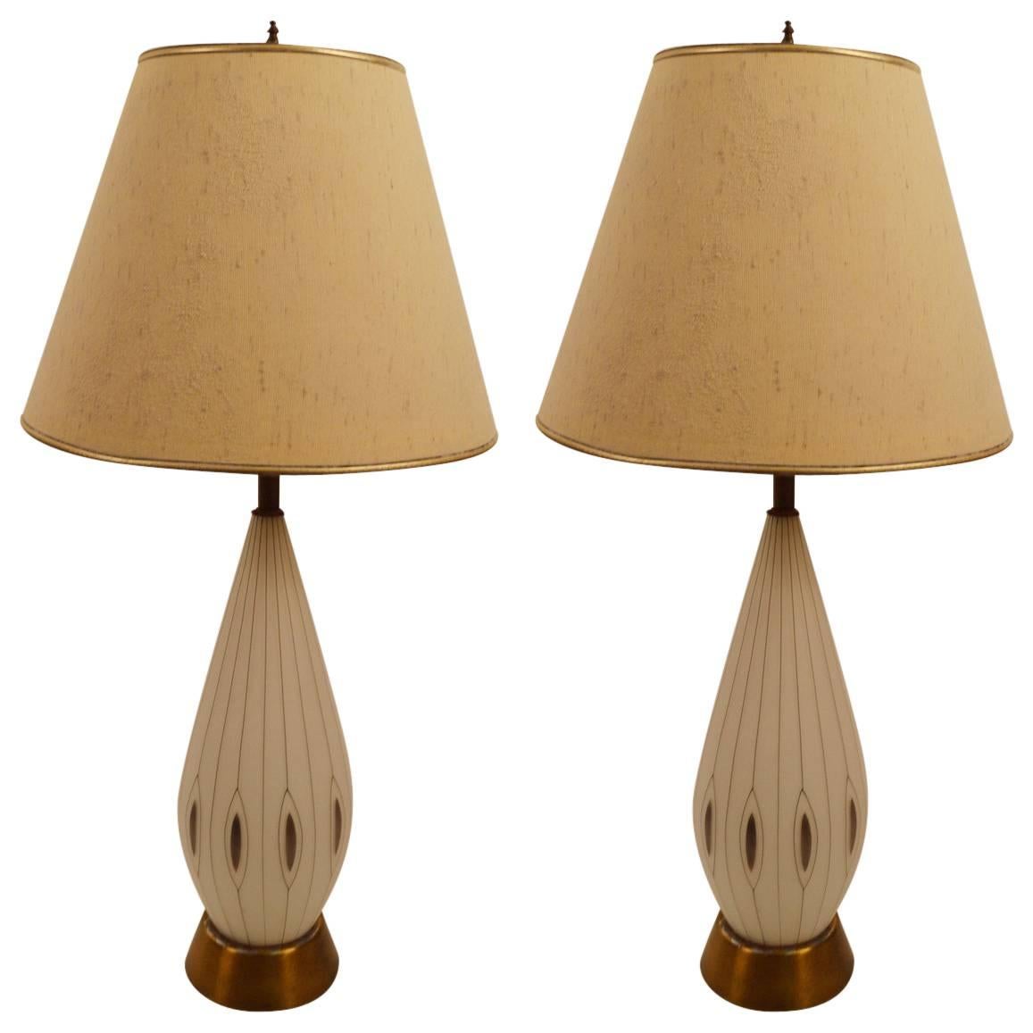 Pair of Glass Teardrop Table Lamps