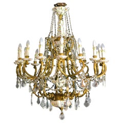 Meissen Porcelain Crystal Bronze Chandelier 19th Century
