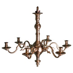 18th Century English Six-Branch Brass Chandelier
