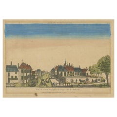 vue optique colorée à la main du canal de Delft, La Haye, par G.J. Probst, 1781
