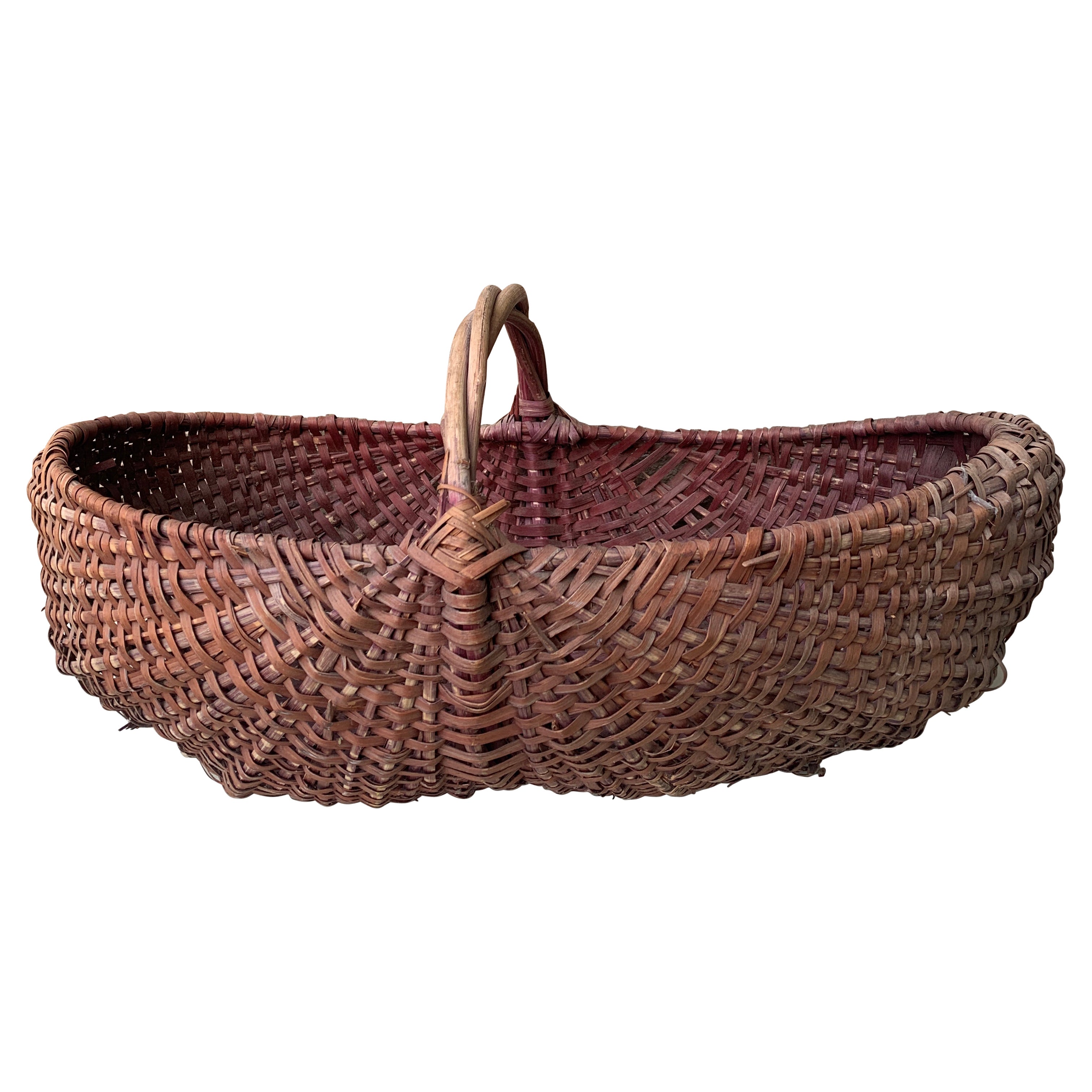 Début du 20e siècle américain Splint Oak Oak Buttocks Basket