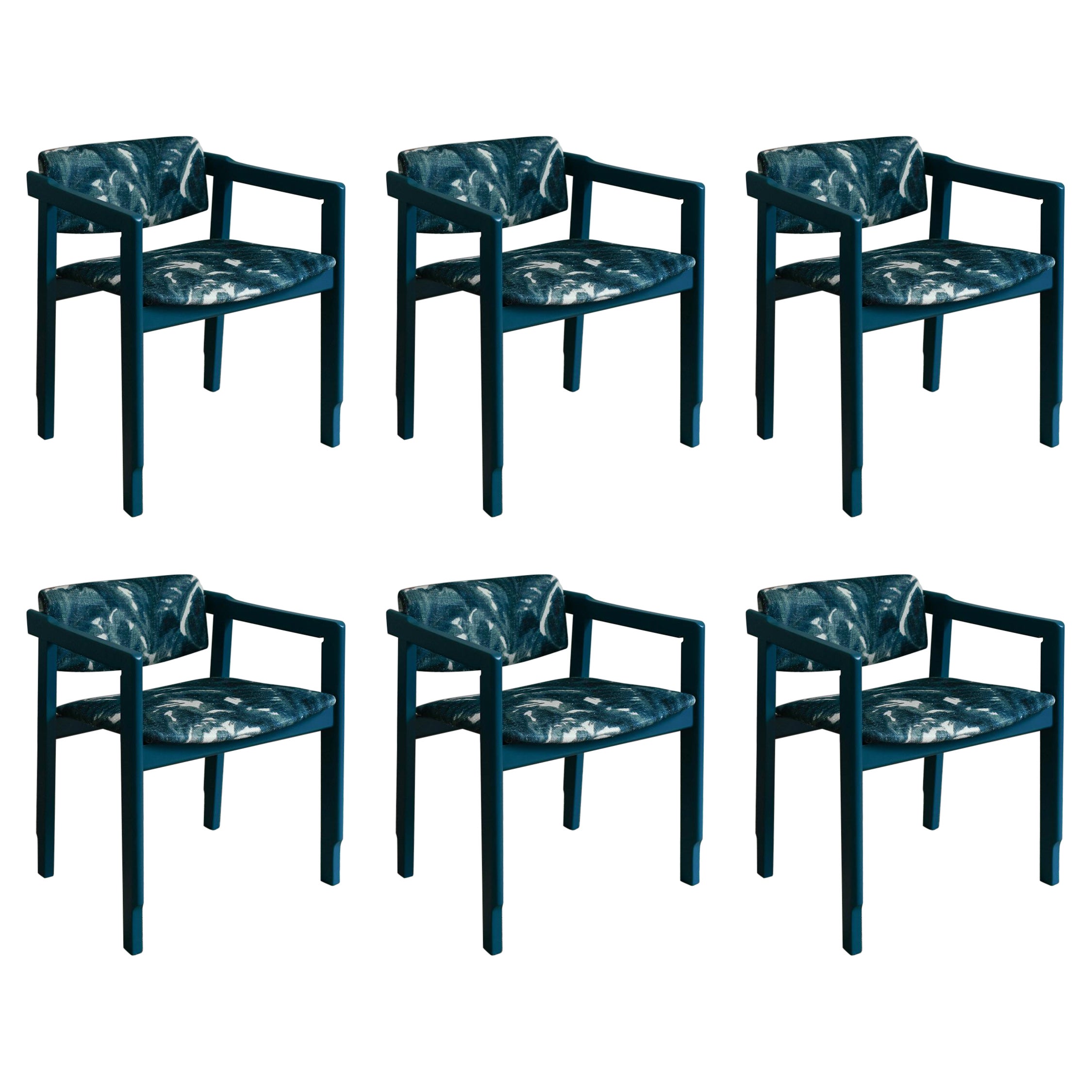 Set of six 1960s lacquered wood chairs