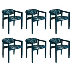 Set of six 1960s lacquered wood chairs