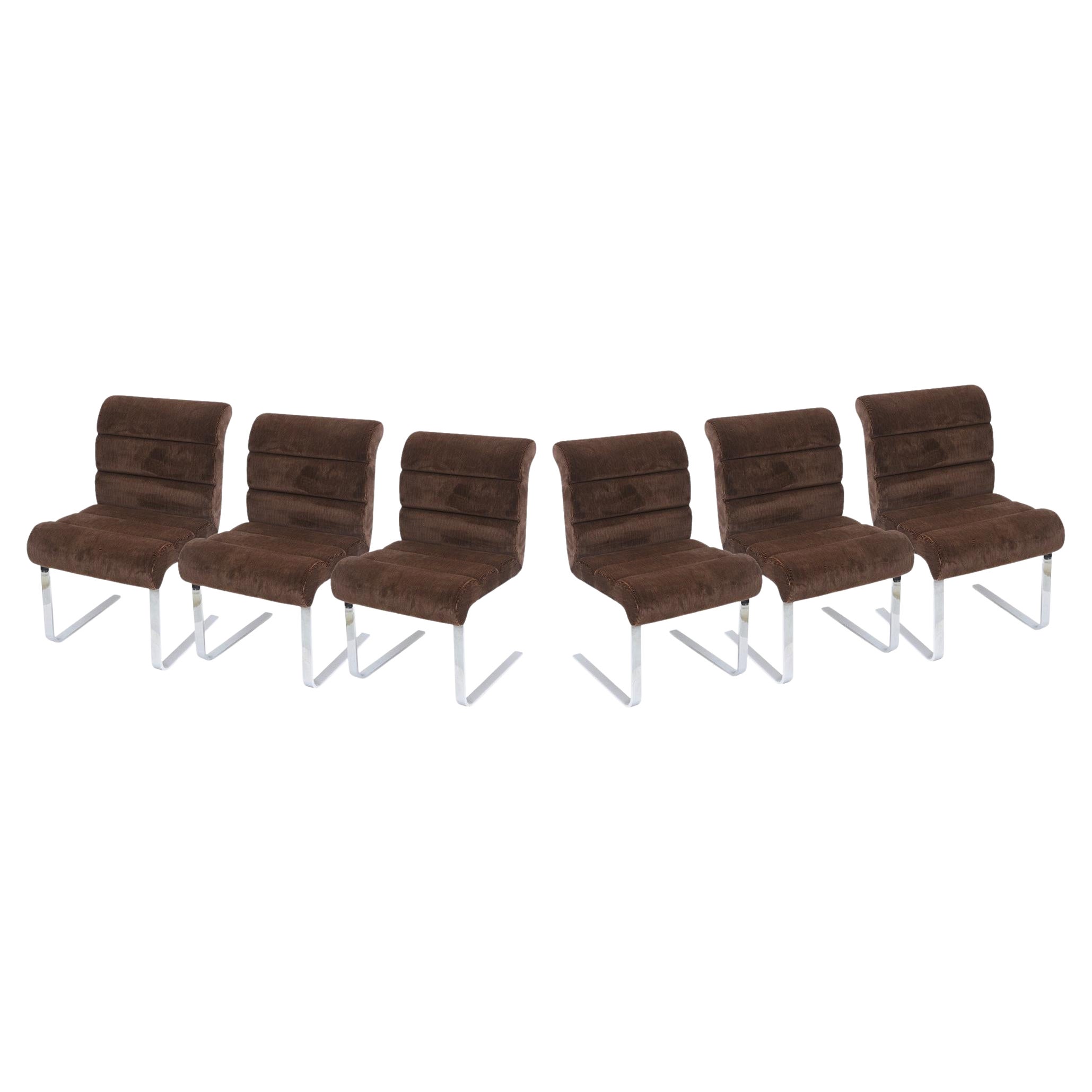 Vintage Cantilevered Lugano Dining Chairs By Leon Rosen For Pace Italy Set /Six For Sale