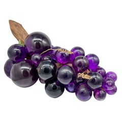 Vintage Mid-Century Large Glass Lucite Puple Grape Cluster