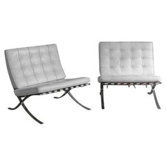 Pair of MR90 Barcelona chairs by Mies Van Der Rohe for Knoll International