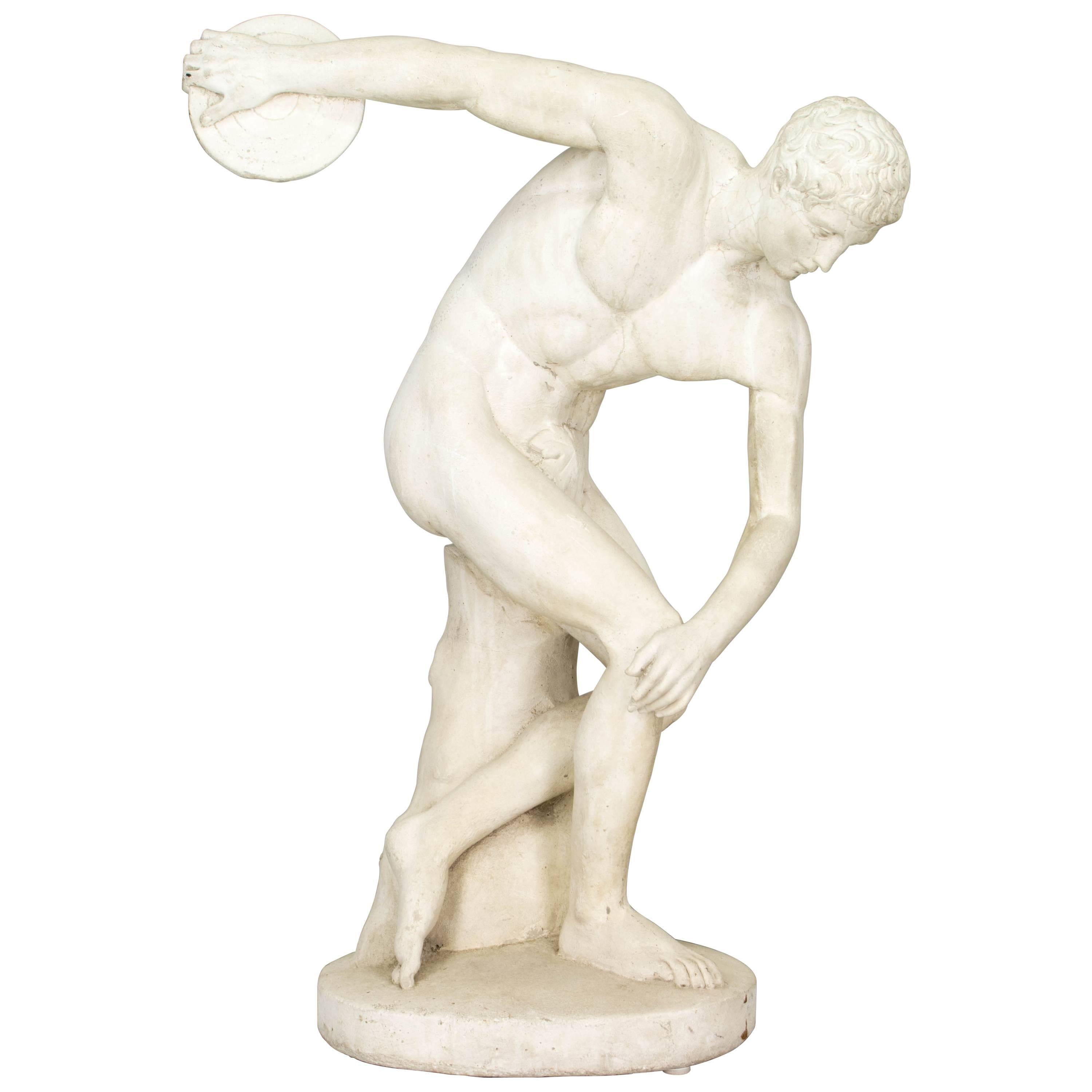 French Cast Stone Discus Thrower