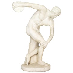 Antique French Cast Stone Discus Thrower