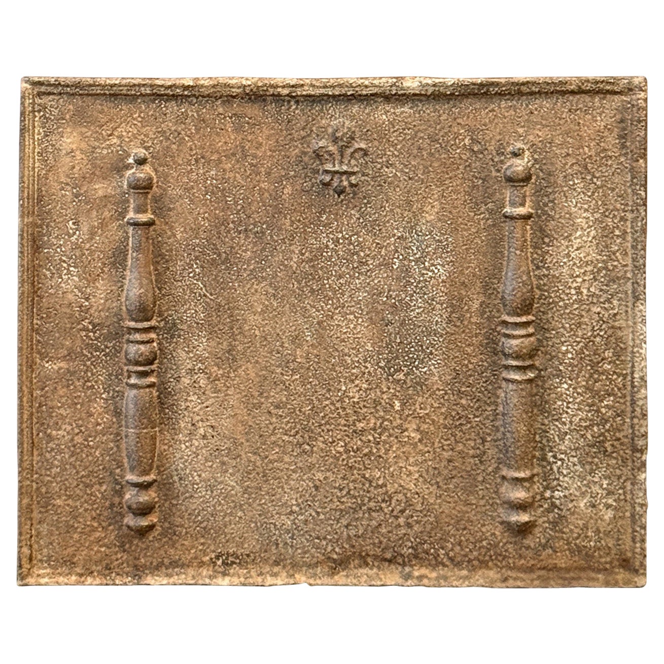 18th Century French Louis XV Fireback / Backsplash with Pillars and Fleur De Lys