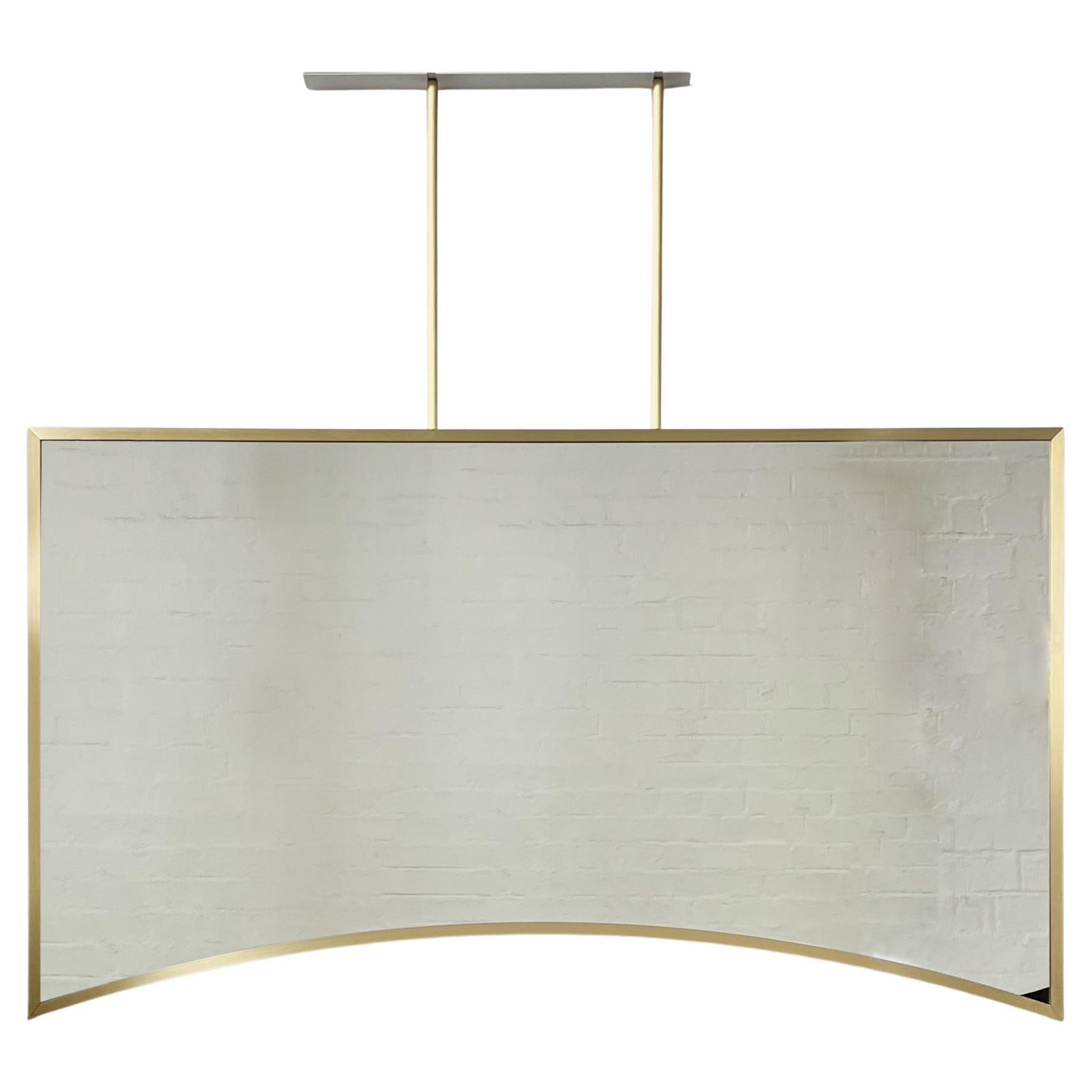 Ceiling Suspended Irregular shaped Oversized Mirror w Brushed Brass Full Frame