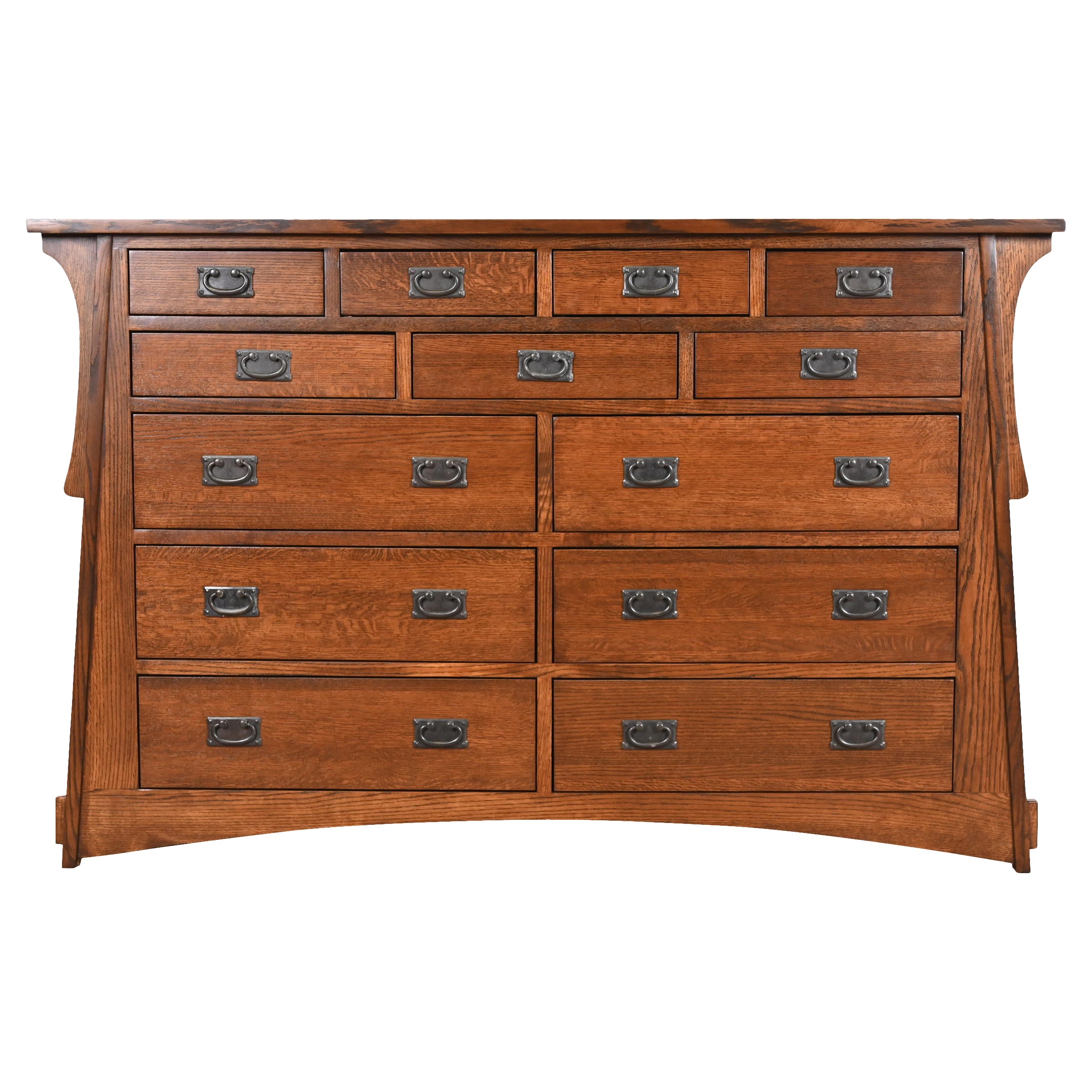 Stickley Style Arts & Crafts Oak Thirteen-Drawer Dresser Chest, Newly Refinished