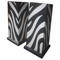 Pair 1950's French Mid Century Modern Tessellated Faux Marble Display Pedestals