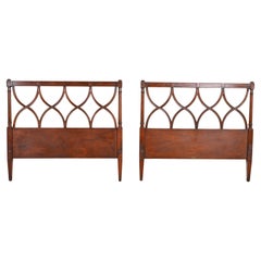 Dunbar Mid-Century French Regency Louis XVI Carved Mahogany Twin Size Headboards