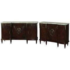 Antique 19th Century French Louis XVI Marble-Top Buffets with Ormolu
