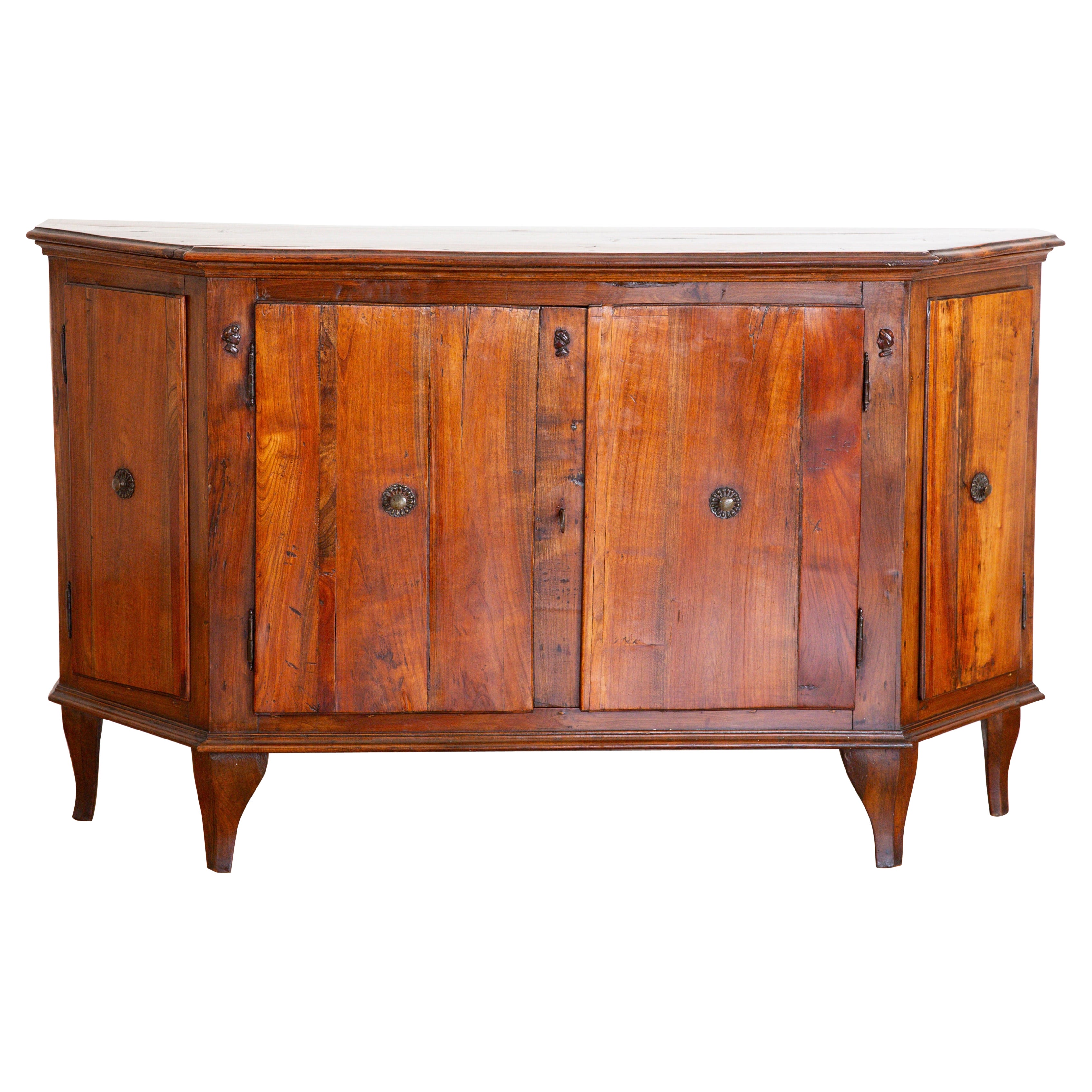 Italienische, venezianische, neoklassische 4-türige Scantonata-Credenza aus Nussbaum, frühes 19.Jh.