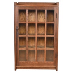 Gustav Stickley Antique Mission Oak Arts and Crafts Bookcase Cabinet, Circa 1900