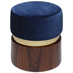 Lune B Stool, in Ironwood and Polished Brass, Handcrafted in Portugal by Duistt