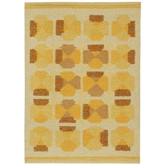 Kilim de style scandinave à motifs géométriques or-brun de Rug & Kilim