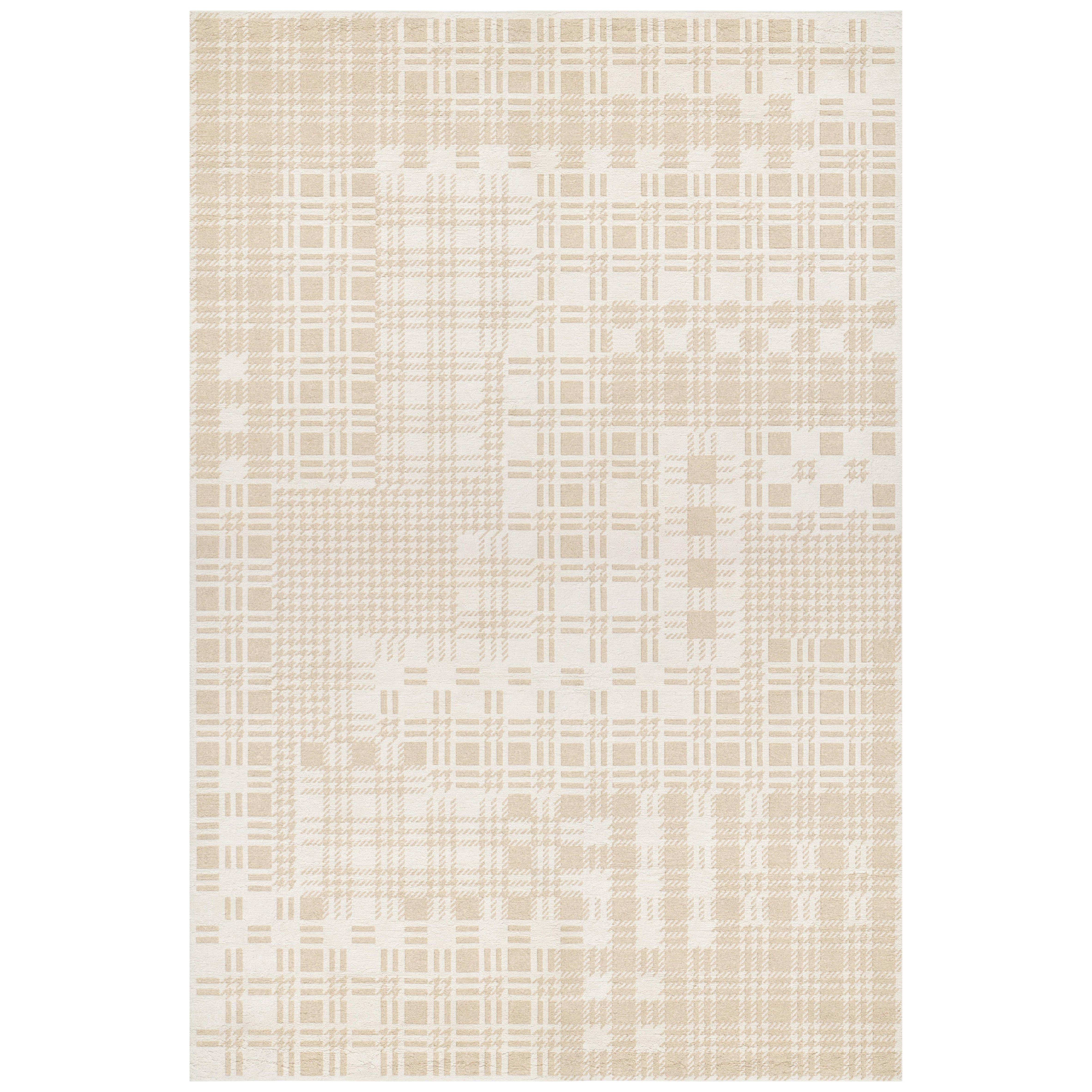Plaid Beige Rug by Volver Studios