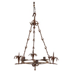Italian Baroque Style Wrought Iron 3-Light Chandelier, Early 19th Century