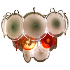 Vistosi Disc Murano Chandelier, 1970s