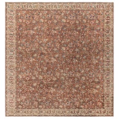Tapis persan ancien Tabriz Brown Botanic fait à la main Doris Leslie Blau