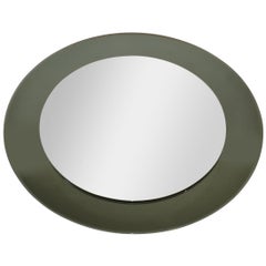Vintage 1960s Round Black Tinted Beveled Art Glass Wall Mirror Space Age Antonio Lupi