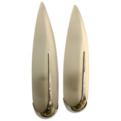 Pareja de apliques de idearte, cristal ahumado y metal plateado, España, 1980