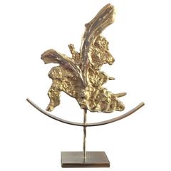 Abstract Brutalist Sculpture in Bronze Philippe Cheverny Attributed France 1970s 2