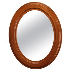 1970s Oval Wooden Mirror, Italy