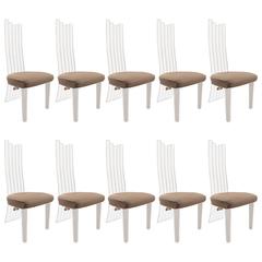 Set of Ten High Back Lucite Dining Chairs 10
